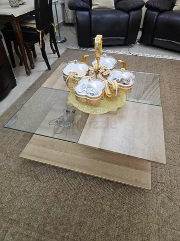Modern Glass Top Coffee Table - Light Oak
