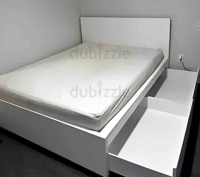 Malam double size bed 140/200cm bed with 2 storage drawers underneath and Ikea mattress