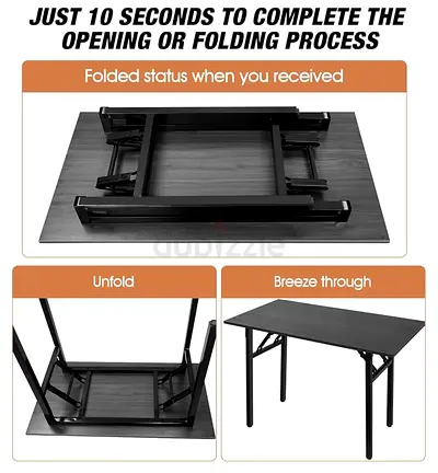 Foldable Portable Dining / Utility Table - Black, Easy 10‑Second Setup