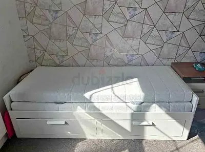 IKEA brimness daybed with 2 big storage drawers and 2 IKEA mattresses
