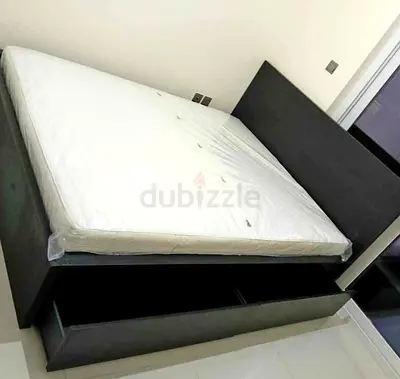 Ikea malm black bed including comfartable Ikeam matress and drawers also available