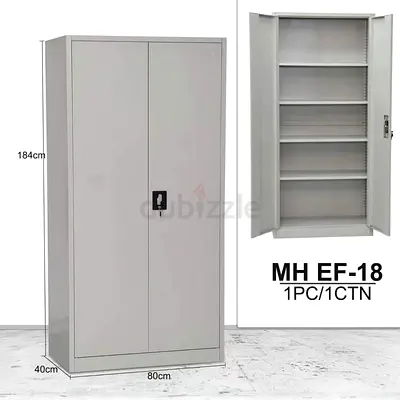 Metal Storage File Cabinet 2-Door with Adjustable Shelves (184cm x 80cm x 40cm)