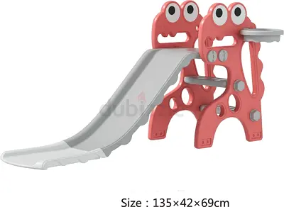 Indoor mini slide and Baskit ,Plastic Slide with Steps and Mini Table — 135 x 42 x 69 cm,