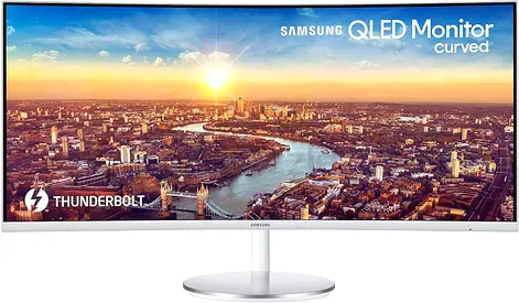 Samsung 36 Ultra Wide Curved QLED Monitor (Thunderbolt) - White