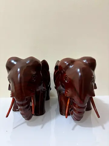 Hand-Carved Hardwood Elephant Sculpture