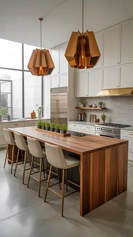 Solid Walnut Kitchen Island - Modern Minimalist
