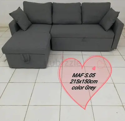 Grey L-shaped Sofa with Storage (215x150cm)