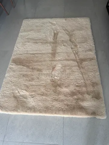 Cream Shaggy Area Rug - Soft Plush 5x3 ft (Approx)