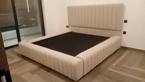 Upholstered Queen Size Bed Frame with Padded Headboard (Brand New)