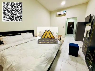 شقة استديو فرش فندقي | سهل المخرج جدا لدبي والشارقة | مطبخ شبه منفصل | الايجار شامل جميع الفواتير ماعدا الغاز