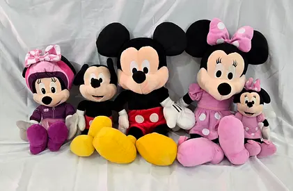 Lot of 5 Mickey  Minnie Plush Toys - Various Sizes