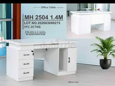 White Office Desk with Drawers and Storage - 1.4m (MH 2504)
