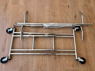 Chrome Double-Rail Clothing Rack on Wheels (Adjustable)