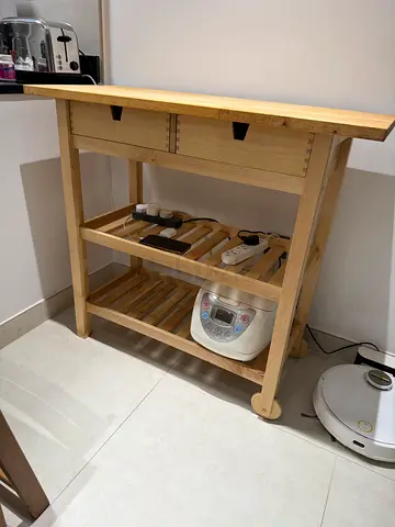 Solid Wood Kitchen Island / Prep Table with Shelves and Drawers
