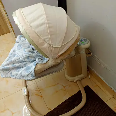 Beige Electric Baby Swing/Rocking Seat with Canopy - Good Condition