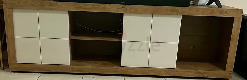 Wooden TV Entertainment Unit with Storage Cabinets