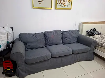 3-seater ikea grey fabric sofa in good used condition