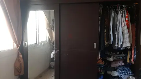 Dark Wood Sliding Wardrobe with Mirror - Good Condition