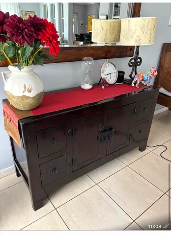 Dark Wood Sideboard / Console Cabinet - Solid Low Buffet