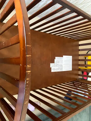 Solid Wood Baby Crib in Dark Brown - Good Condition