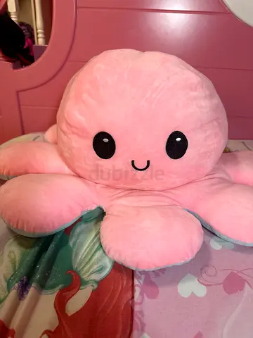 Huge pink  blue TeeTurtle Reversible Octopus Plushie (with a free mini octopus plushie)