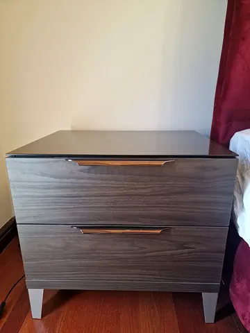 Modern 2-Drawer Nightstand / Bedside Table in Dark Wood Finish. I have 2 of them