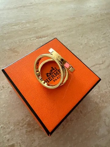 Hermès original Gold Plated Scarf Ring in a Box