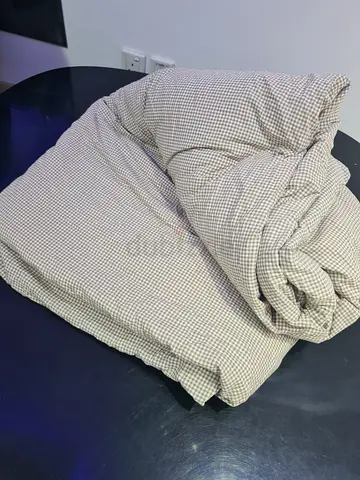 Double Duvet Comforter - Light Check Pattern, Good Condition