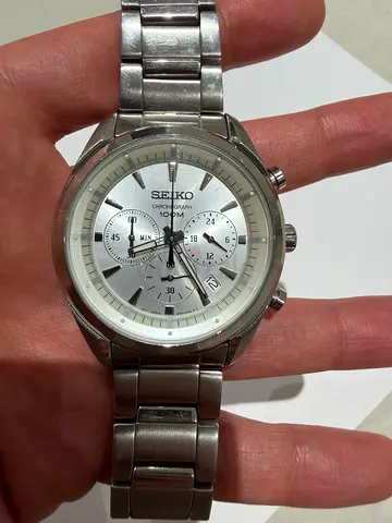 Seiko Spirit SBTR009 Stainless Steel Chronograph Mens Watch - Silver Dial