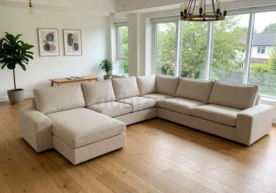 Beige Ikea kivik ushape sofa