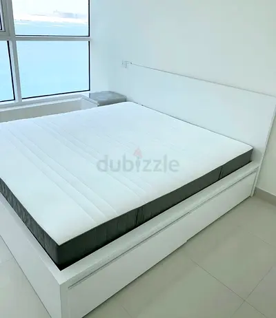 Ikea malm king size bed with mattress and storage