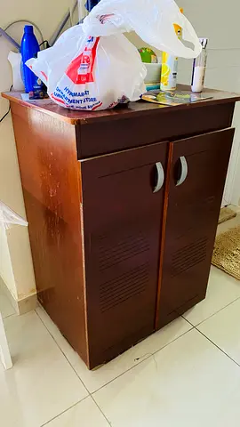 Compact Wooden Storage Cabinet / Shoe Rack - Dark Brown, Good Condition