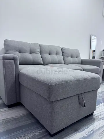 Light Grey Convertible Sofa Bed - Compact 3-Seater