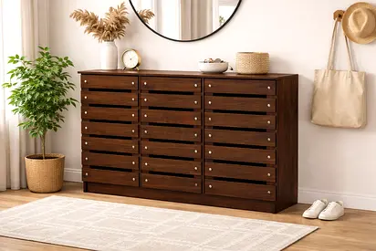 3 Door Wooden Shoe Cabinet – Modern Shoe Storage Solution For Dubai Homes