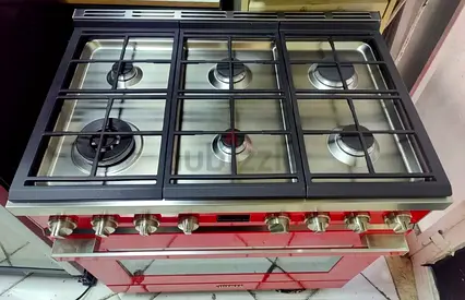 SMEG 2in1 TOP Gass 6-Burner Stove With Electric Oven (Red Color) — Good Working Condition