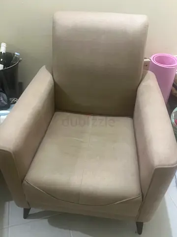 Beige Upholstered Armchair — Good Condition
