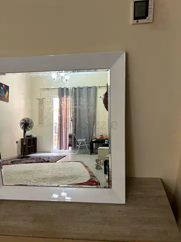Large White Framed Wall Mirror - Good Condition