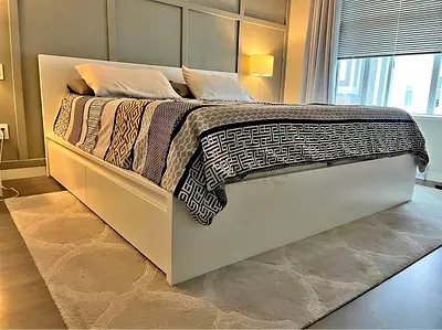 IKEA White MALM King Storage Bed with IKEA Mattress 180 x 200 cm