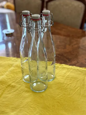 Set of 3 Glass Swing-Top Bottles (1L approx) - Reusable