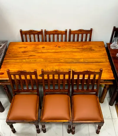 Marina Solid Wood dining table with 6 chairs