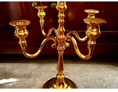 Vintage Brass Five-Arm Candelabra / Candle Holder