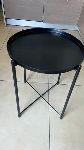 Black Metal Round Side Table with Removable Tray Top. Price is negotiable.