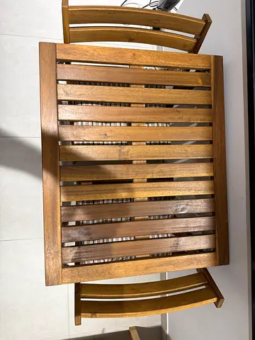 Solid Wood Extendable Slatted Dining Table with Foldable Sides