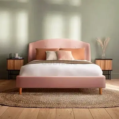 Custom Boucle Fabric Bed Frame For Sale - Fully Customizable - UAE Sharjah Manufactured