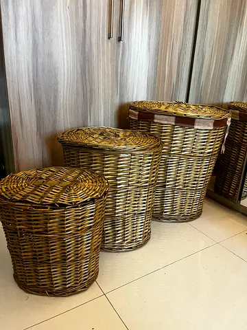 3 wicker laundry basket set