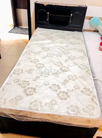 Single bed and mattress (like-new) with protective cover