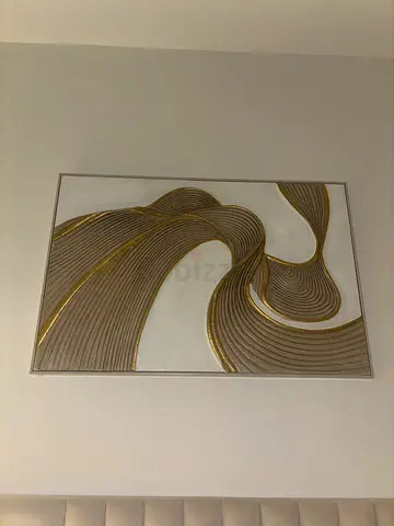 Abstract Gold  White Wall Art Canvas (Framed)