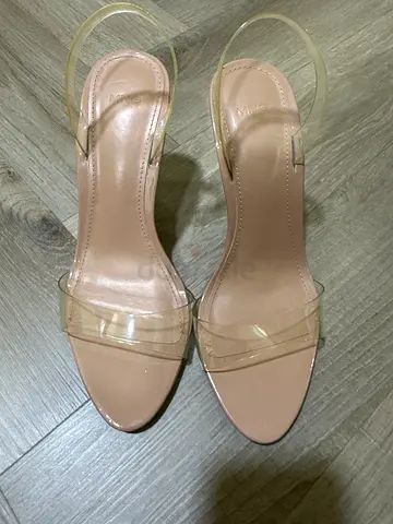 Nude clear strap open-toe heels - size 38 brand mango