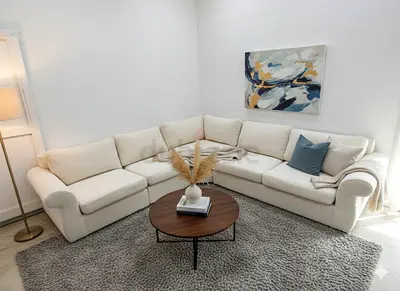 Pottery barn luxury beige color corner sofa