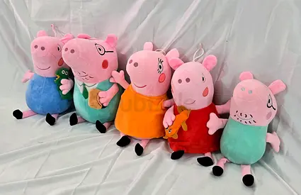 Set of 5 Peppa Pig Plush Dolls - Various Characters, Good Condition